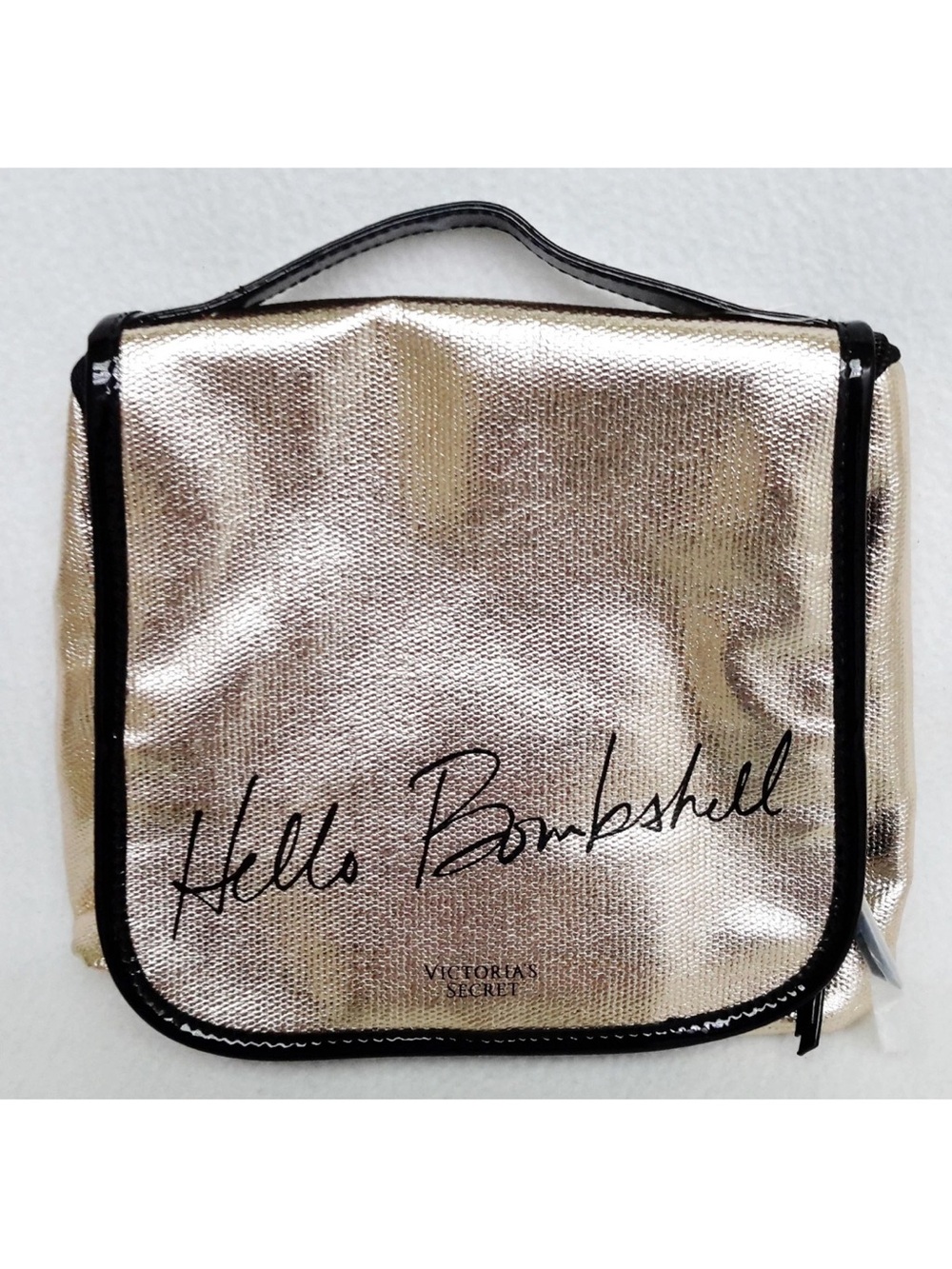 Victoria's Secret Gold 'Hello Bombshell' Cosmetic Travel Bag BRAND NEW WITH TAGS